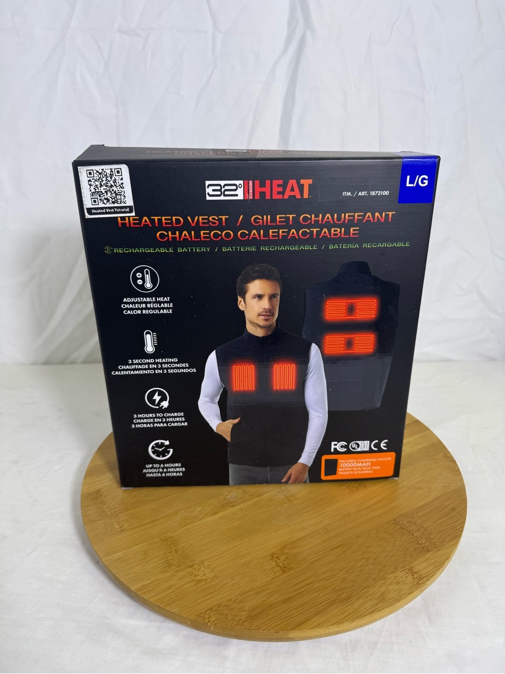 32 Degrees Heat Rechargeable Heated Vest Black Large 10000mAh Battery New